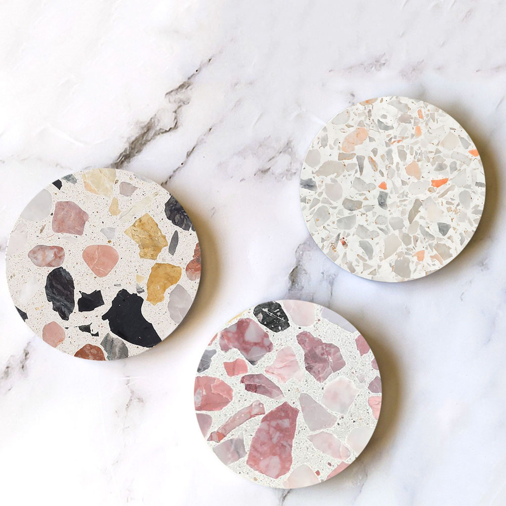 Ceramic Tile Blank - Sottobicchieri assorbenti in marmo Terrazzo sottobicchieri